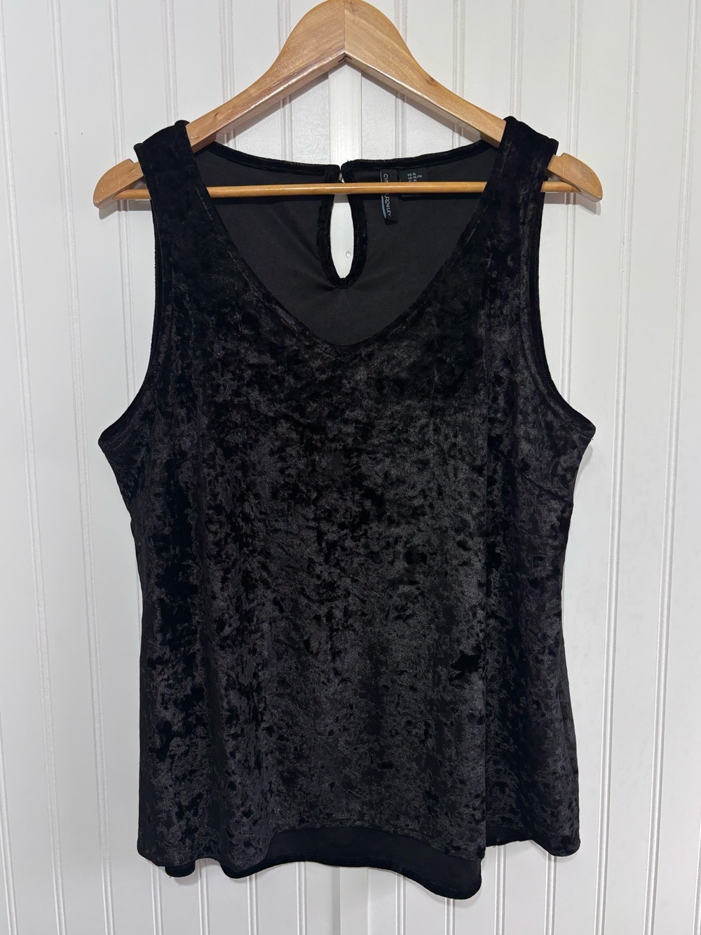Cynthia Rowley Black Crushed Velvet Sleeveless Tank Top Women’s XL